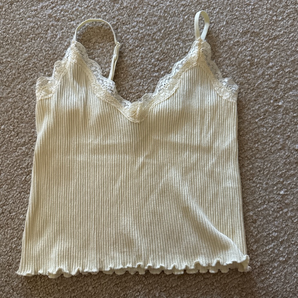 Eye Candy Cream Ribbed Sleeveless Camisole